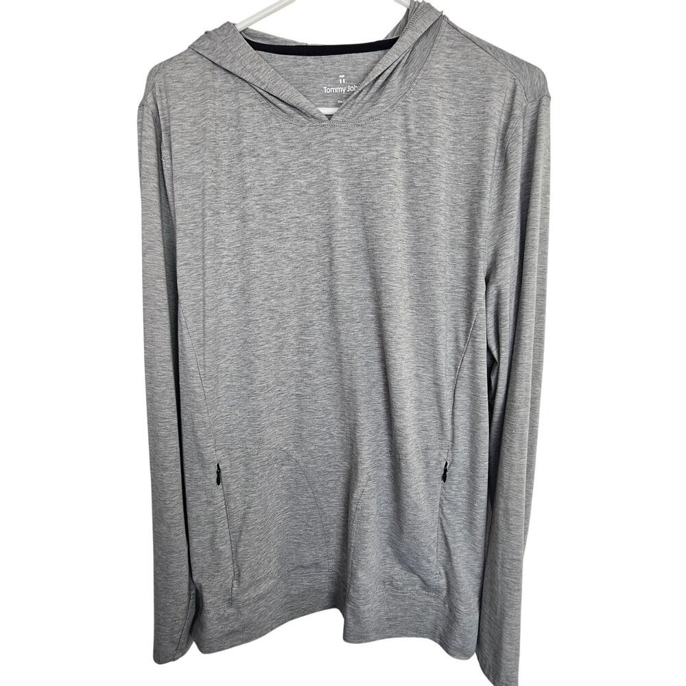 Tommy John Men Hoodie Shirt M Gray Minimalist Casual Lightweight Stretch Neutral